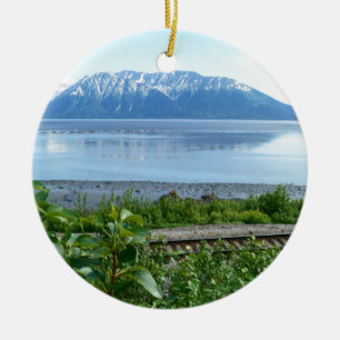 Alaska Mountain along Turnagain Arm Ceramic Ornament