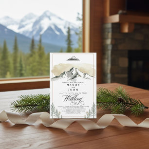 Alaska Mountain Denali Wilderness Neutral Wedding  Invitation