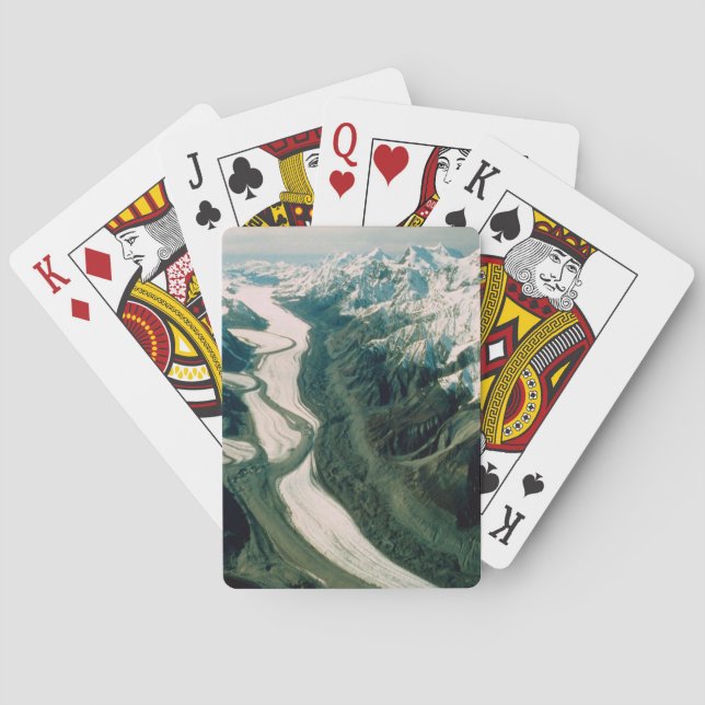 Alaska Mountain Range-Aerial View Playing Cards (Back)