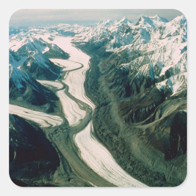 Alaska Mountain Range-Aerial View Square Sticker (Front)