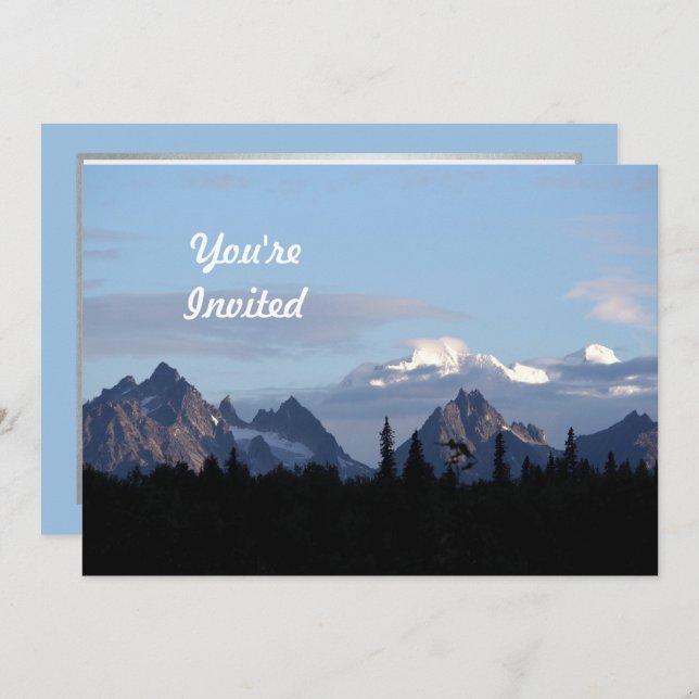 Alaska Mountain Range Denali Photo Birthday Invitation (Front/Back)