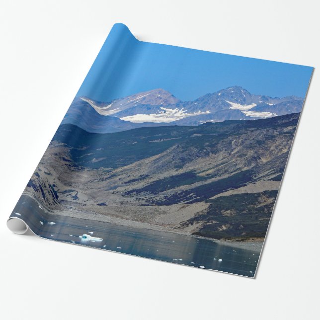 Alaska Mountains Ocean Scenic Photo Wrapping Paper (Unrolled)