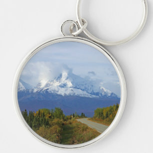 Alaska Mountains Tree Nature Forest Destiny Season Keychain