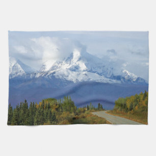 Alaska Mountains Tree Nature Forest Destiny Season Kitchen Towel