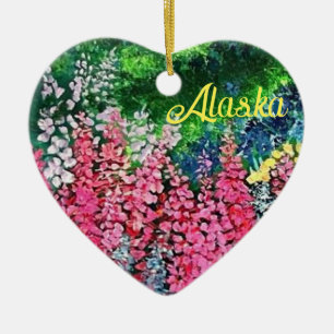 Alaska Mountains wi_Alaska Ceramic Ornament