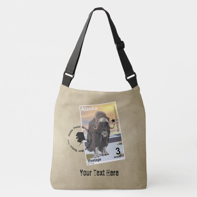 Alaska Muskox Postage Stamp Souvenir Crossbody Bag (Front)