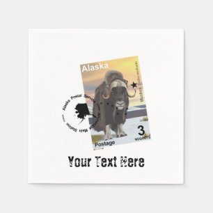 Alaska Muskox Postage Stamp Souvenir Napkin