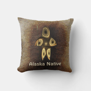 Alaska Native - Fractal Inuit Hunter Throw Pillow