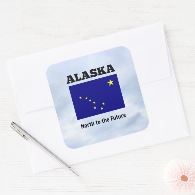 Alaska, North to the Future Square Sticker (Envelope)