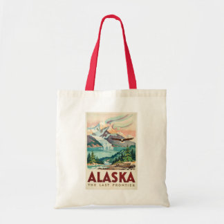 Alaska Northern Lights Bald Eagle Illustration Tote Bag