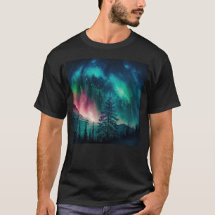 Alaska Northern Lights in the Forest T-Shirt