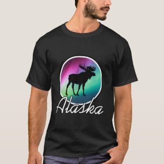 Alaska Northern Lights T-Shirt Alaskan Moose Auror