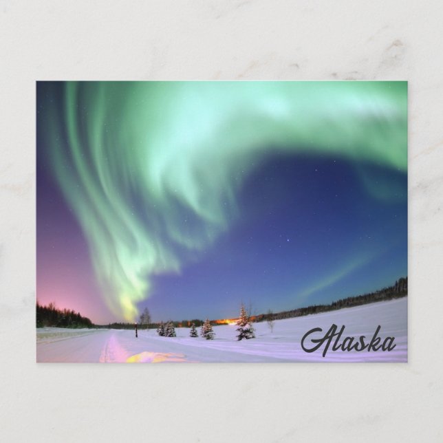 Alaska Northern Lights Travel Photo Postcard (Front)