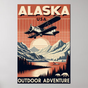 Alaska Outdoor Adventure Vintage Travel Poster