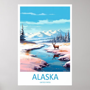 Alaska Park Ski National Poster Vintage Travel