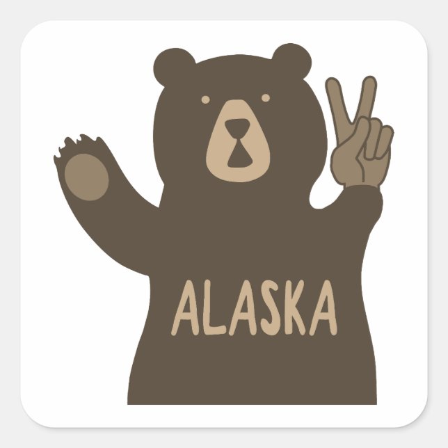 Alaska Peace Bear Square Sticker (Front)