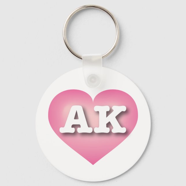 Alaska Pink Fade Heart - I love AK Keychain (Front)