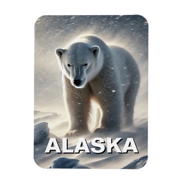 Alaska Polar Bear Snowstorm Magnet (Vertical)