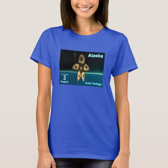 Alaska Postage - Fractal Inuit Hunter T-Shirt (Front)