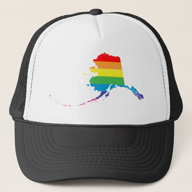 alaska pride. striped. trucker hat (Front)