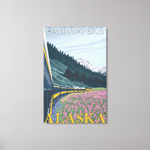 Alaska Railroad Scene - Fairbanks, Alaska Canvas Print
