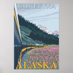 Alaska Railroad Scene - Talkeetna, Alaska Poster
