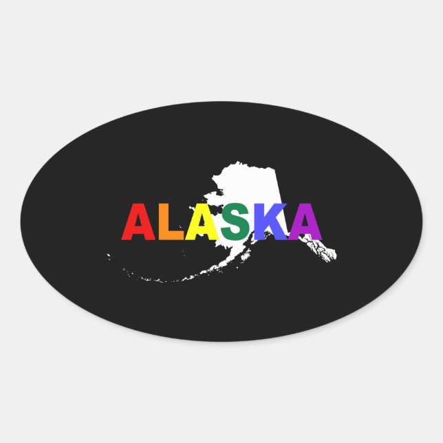 Alaska Rainbow State 2 Oval Sticker (Front)