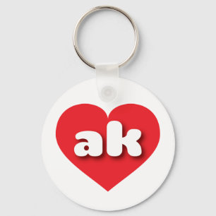 Alaska red heart - I love ak Keychain