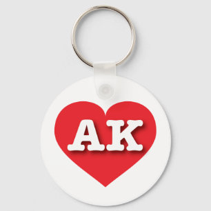 Alaska Red Heart - I love AK Keychain