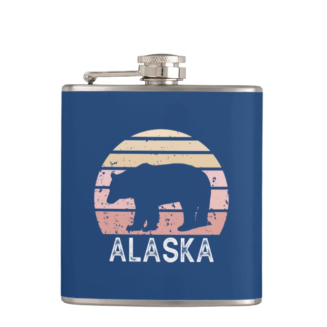 Alaska Retro Bear Hip Flask (Front)