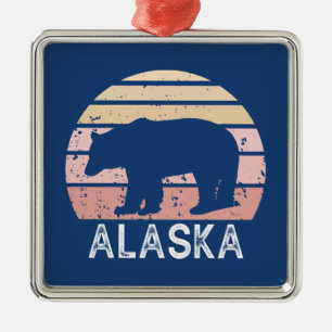 Alaska Retro Bear Metal Ornament