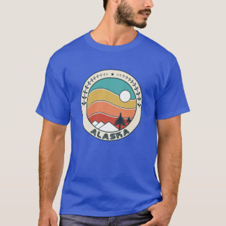 Alaska Retro Vintage Sunset Alaska Mountain Souven T-Shirt