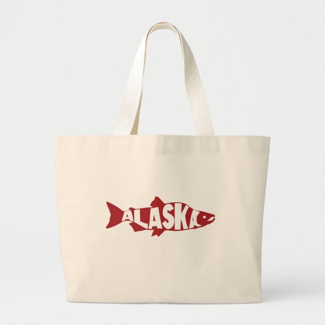 Alaska Salmon Large Tote Bag (Front)
