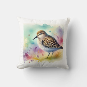 Alaska Sandpiper 151024AREF127 - Watercolor Throw Pillow