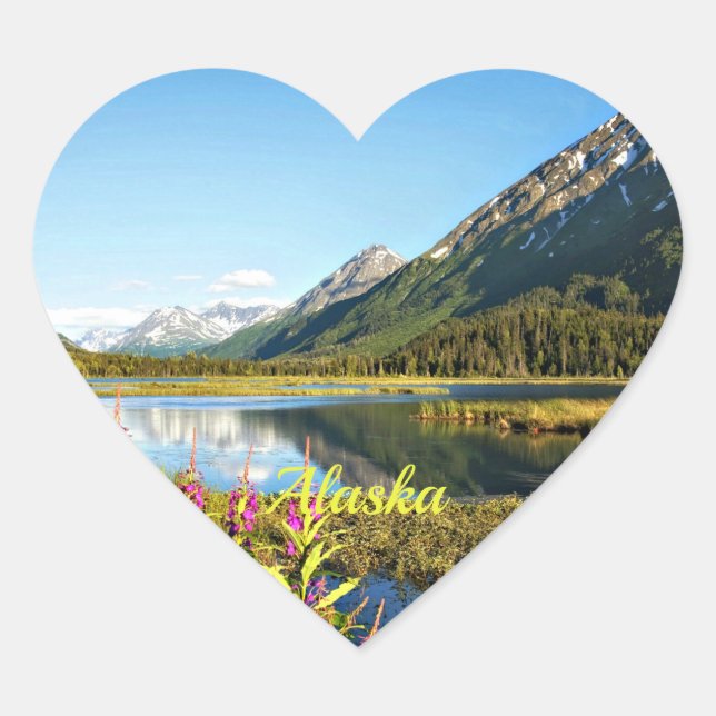 Alaska, scenic landscape photograph heart sticker (Front)