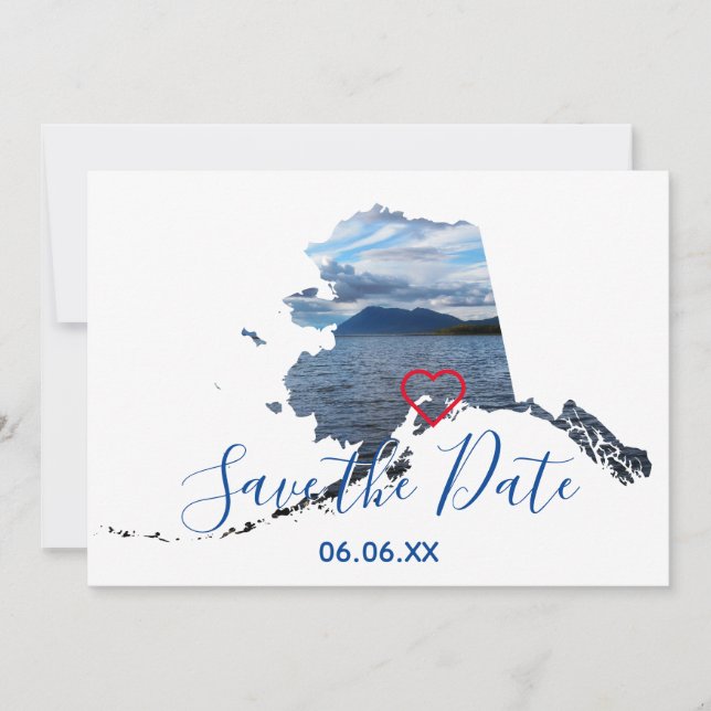 Alaska Shape Photo Save the Date Announcement (Front)