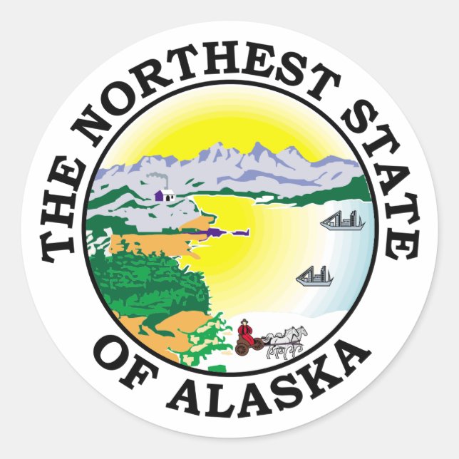 Alaska sign classic round sticker (Front)