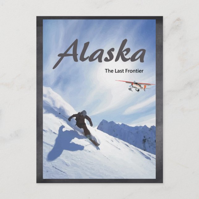 Alaska  ski plane mountain  Postcard (Front)