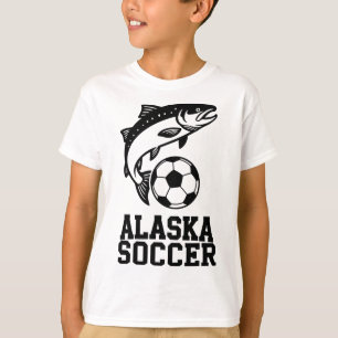 Alaska Soccer Graphic Salmon And Ll Sports Design T-Shirt