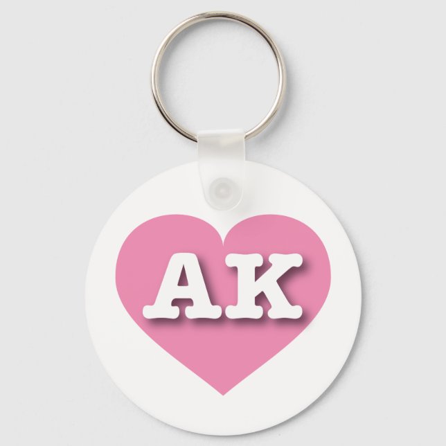 Alaska Solid Pink Heart - I love AK Keychain (Front)