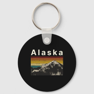Alaska Souvenir Hiking Mountains Sunset Vintage Su Keychain