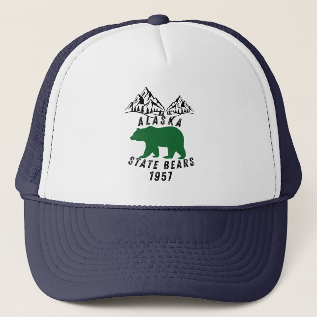 Alaska State Bears 1957 Retro Black Design Trucker Hat (Front)