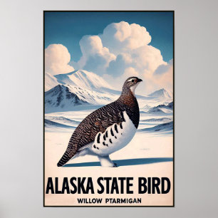 Alaska State Bird - Willow Ptarmigan Vintage Poster