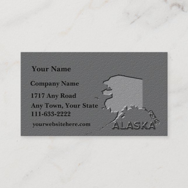 Alaska State Business card  carved stone look (Front)
