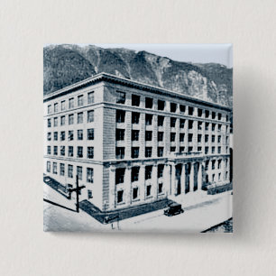 Alaska State Capitol in Juneau Date 1930 Vintage 2 Inch Square Button