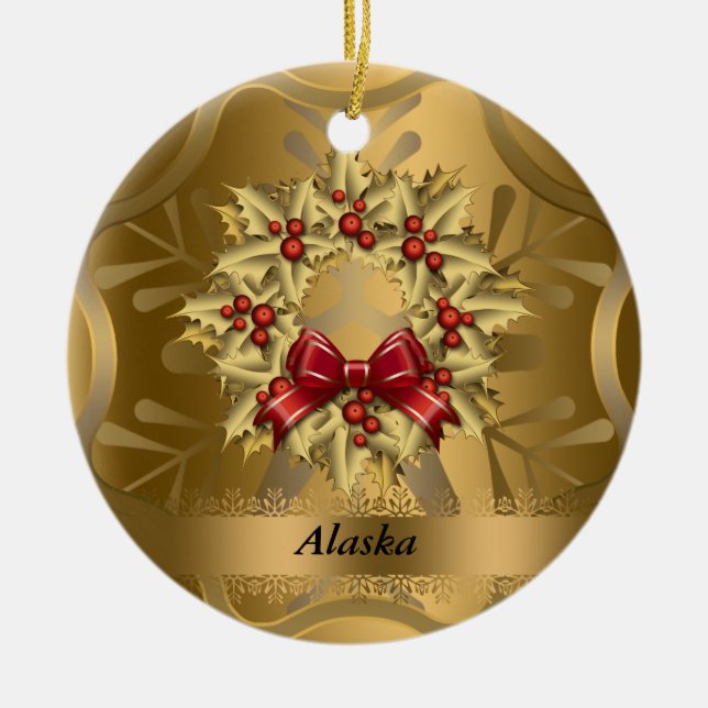 Alaska State Christmas Ornament (Front)