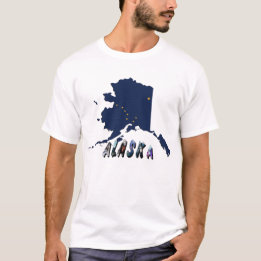 Alaska State Flag Blue Map & Yellow Stars Travel T-Shirt