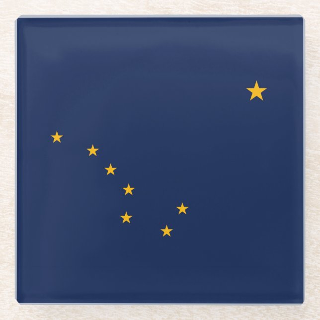 Alaska State Flag Design Decor Glass Coaster (Front)