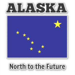Alaska state flag, labelled with state motto