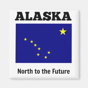 Alaska state flag, labelled with state motto magnet